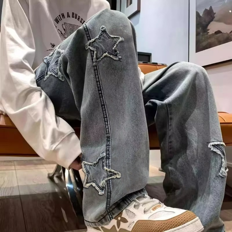 Streetwear Brand Pants - Jeans Longgar Fashion Bordir Bintang Pria