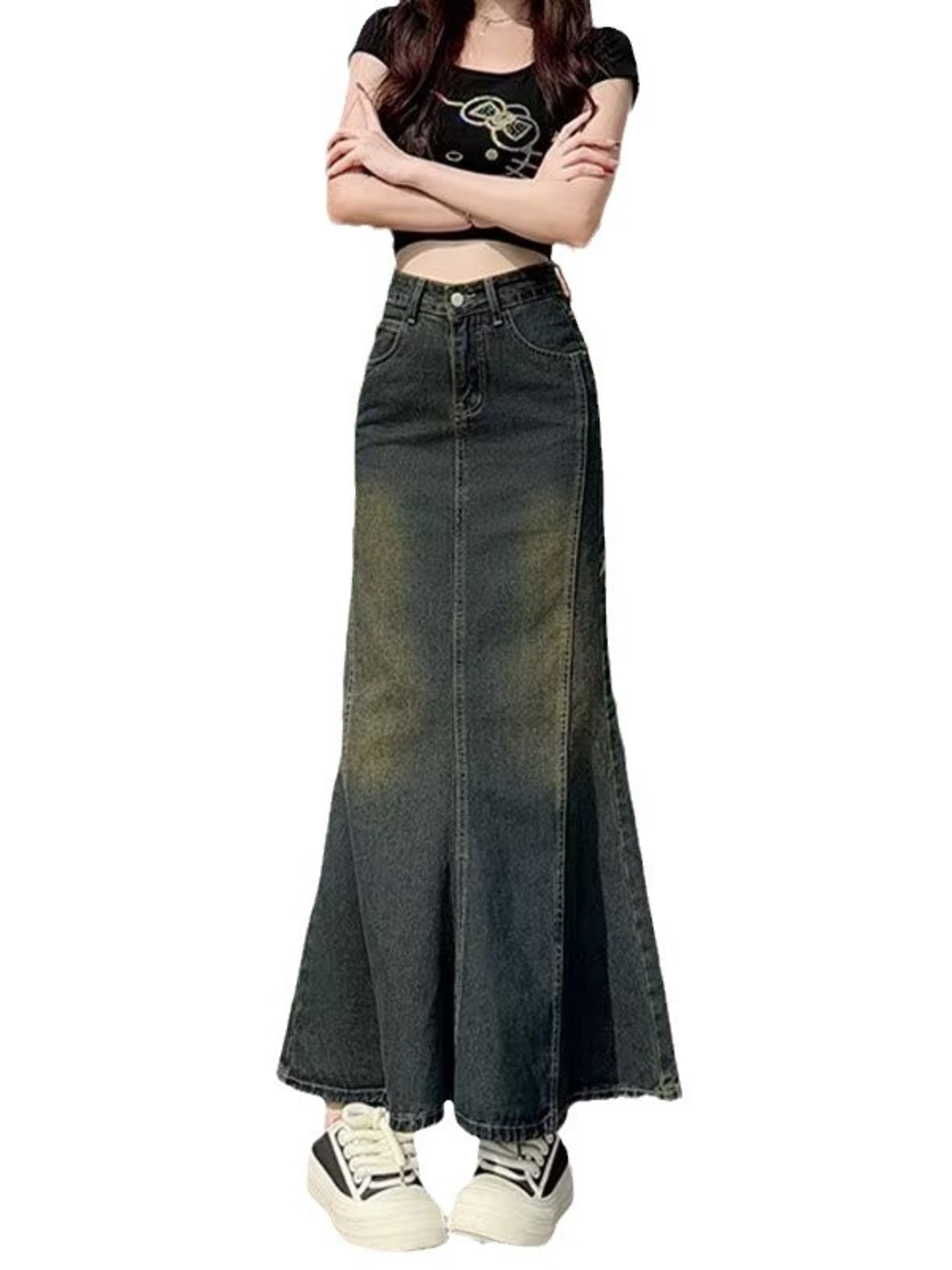 Streetwear Brand Pants - Rok Maxi Denim Vintage Wanita Model