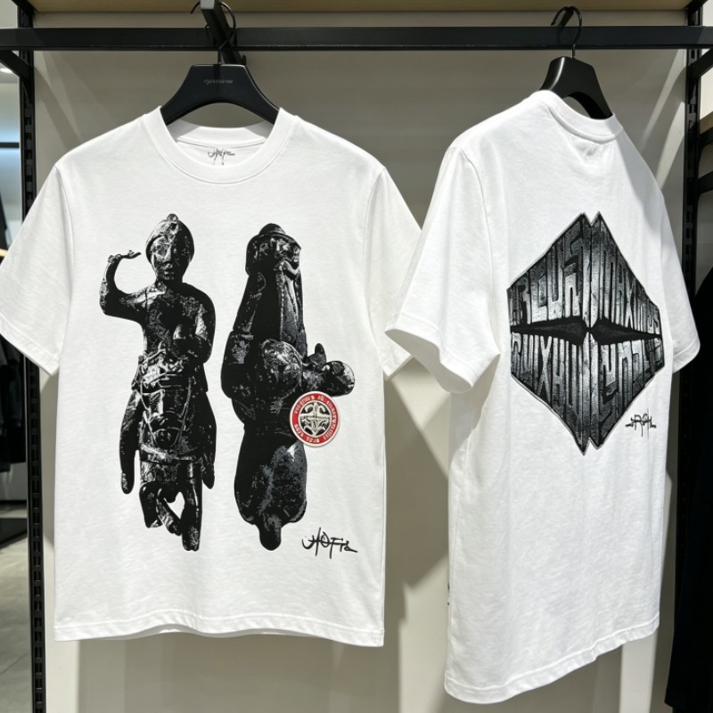 Cactus Jack Tee - Kaus Katun Bernapas Putih Musim Panas
