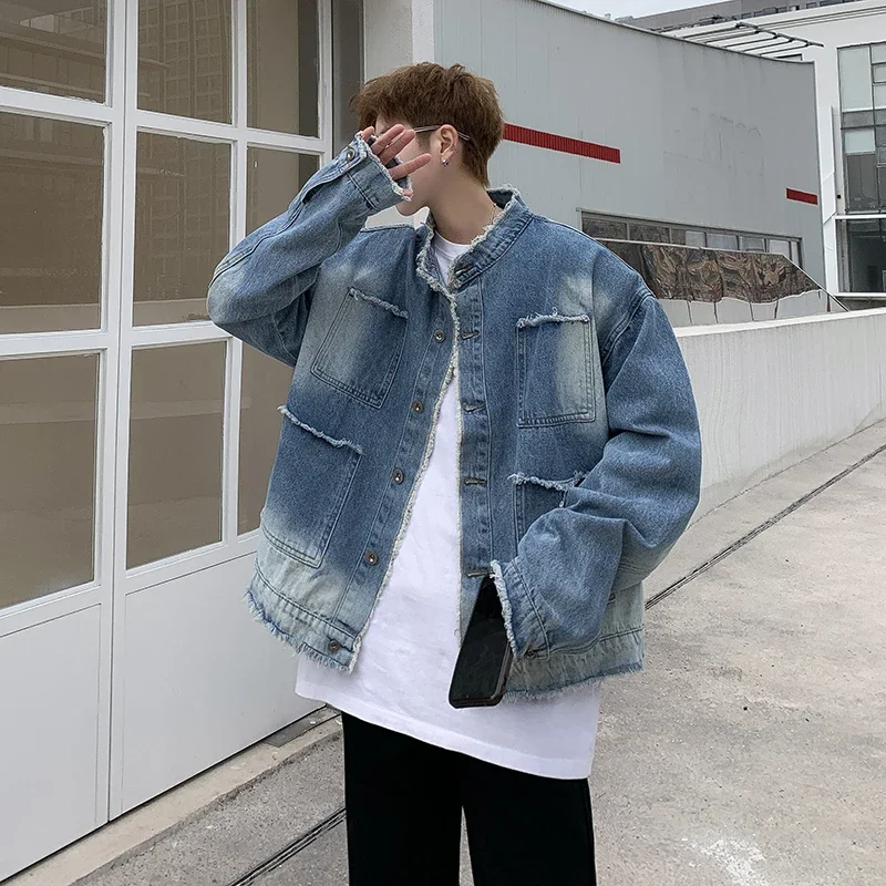 Jaket Denim Raw Edge Hip Pop R - Streetwear Brand Pants ulasan dan harga
