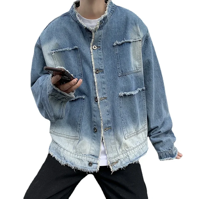 Jaket Denim Raw Edge Hip Pop R - Streetwear Brand Pants ulasan dan harga