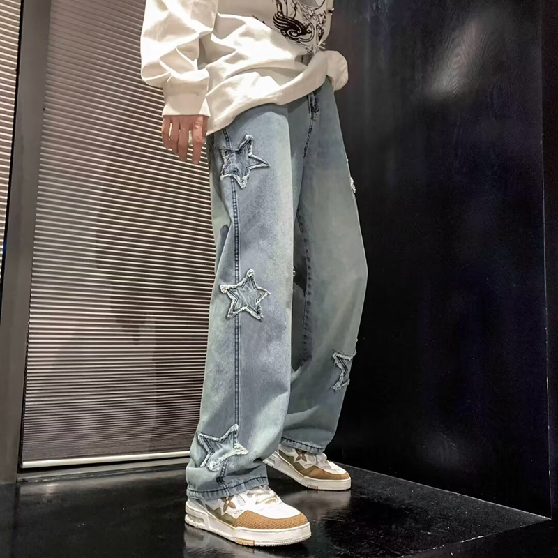 Jeans Longgar Fashion Bordir B - Streetwear Brand Pants ulasan dan harga