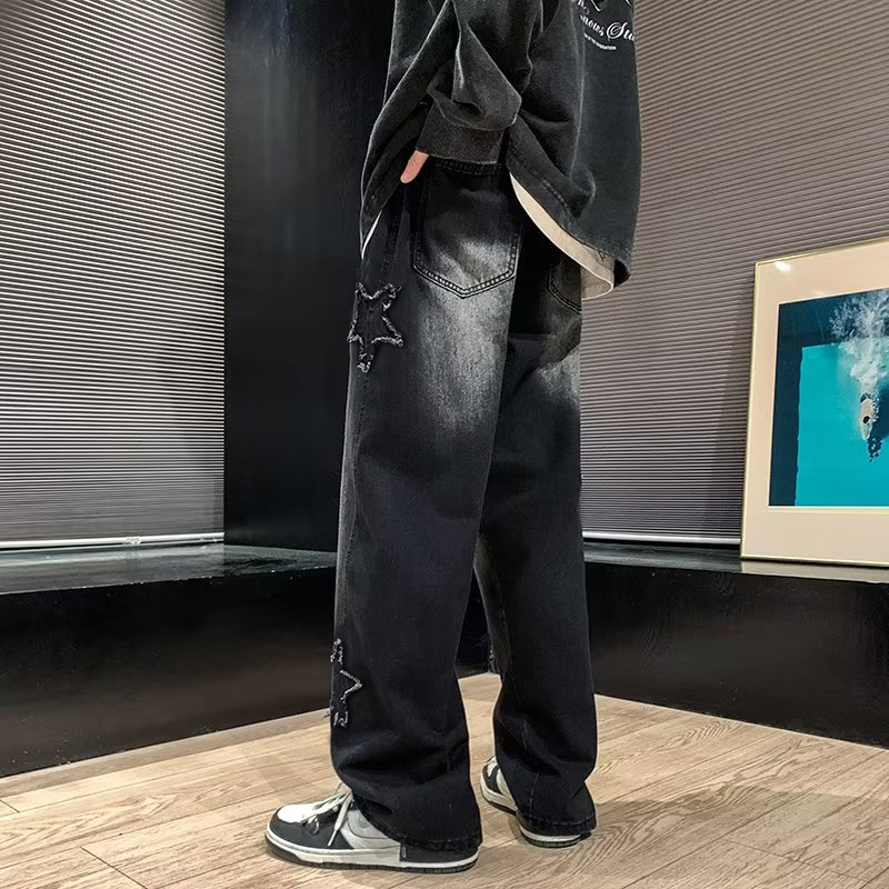 Jeans Longgar Fashion Bordir B - Streetwear Brand Pants ulasan dan harga