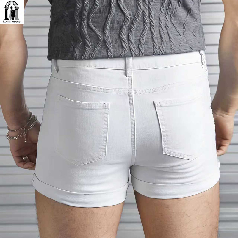Celana Pendek Denim Putih Slim - Streetwear Brand Shorts ulasan dan harga