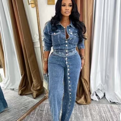 Setelan Jeans Wanita Denim 2 P - Streetwear Brand Pants ulasan dan harga