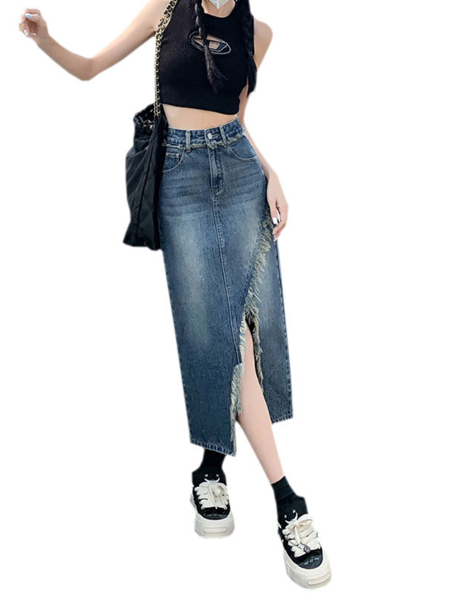 Rok Denim Wanita Pinggang Ting - Streetwear Brand Pants ulasan dan harga