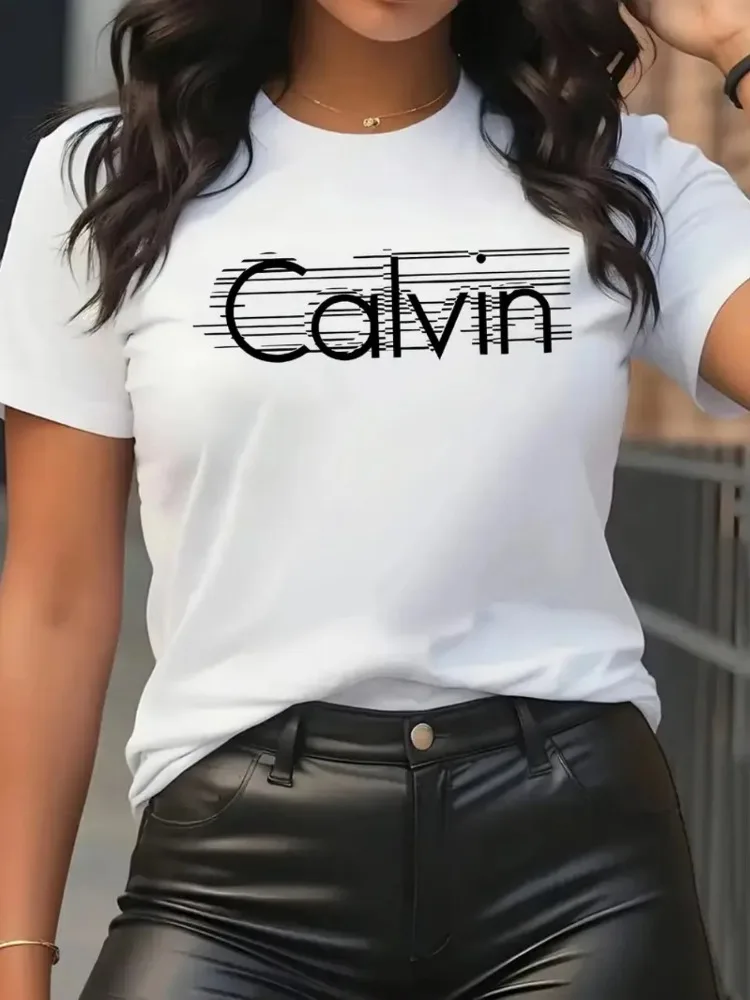 Kaos Wanita Calvin Kaos Katun  - Streetwear Brand Tees ulasan dan harga