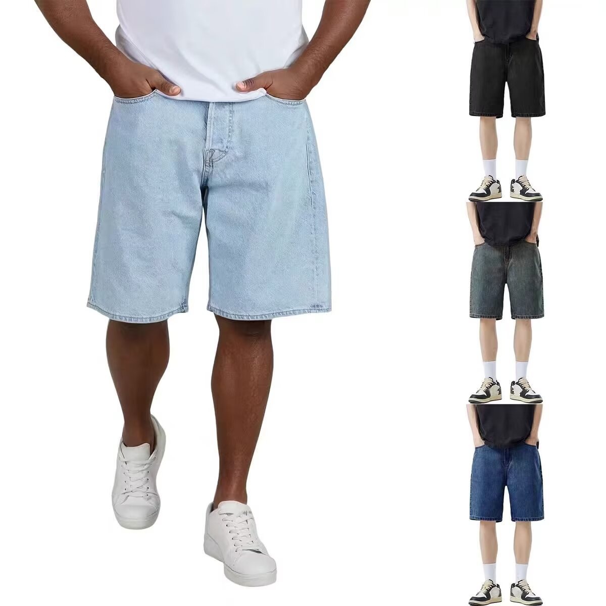 Celana Jeans Pria Gaya Korea V - Streetwear Brand Shorts ulasan dan harga